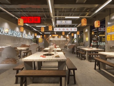 工业风火锅店3D模型下载